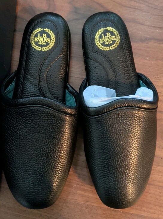 L.B. Evans Regal Scuff Backless Slippers Mens 10 M Black Leather New In Box main image 4